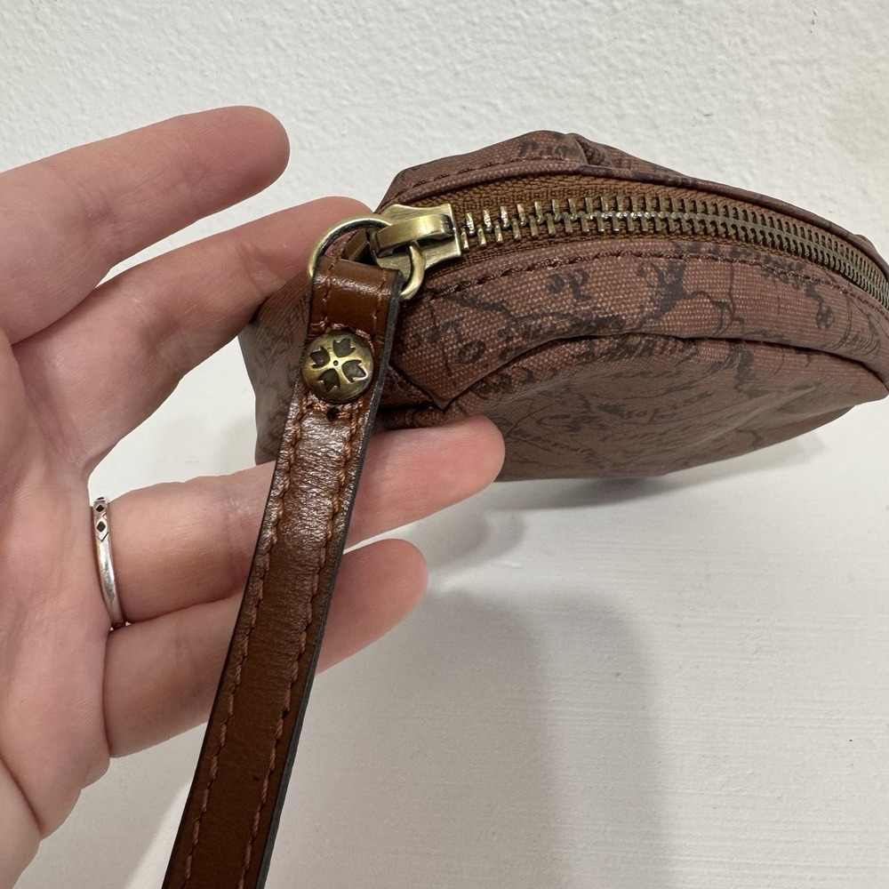 Patricia Nash Brown Leather Signature Map Small Zipper Pouch‎ - Picture 2 of 11